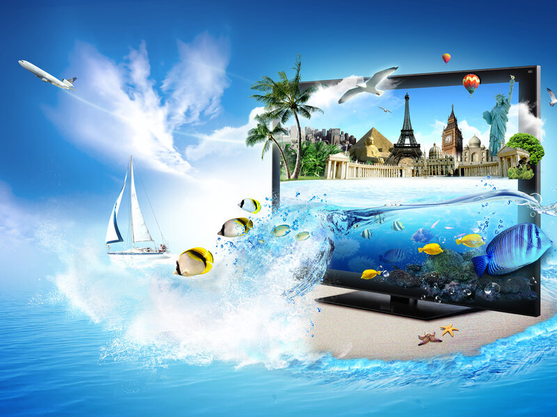 Television with Travel Scenes