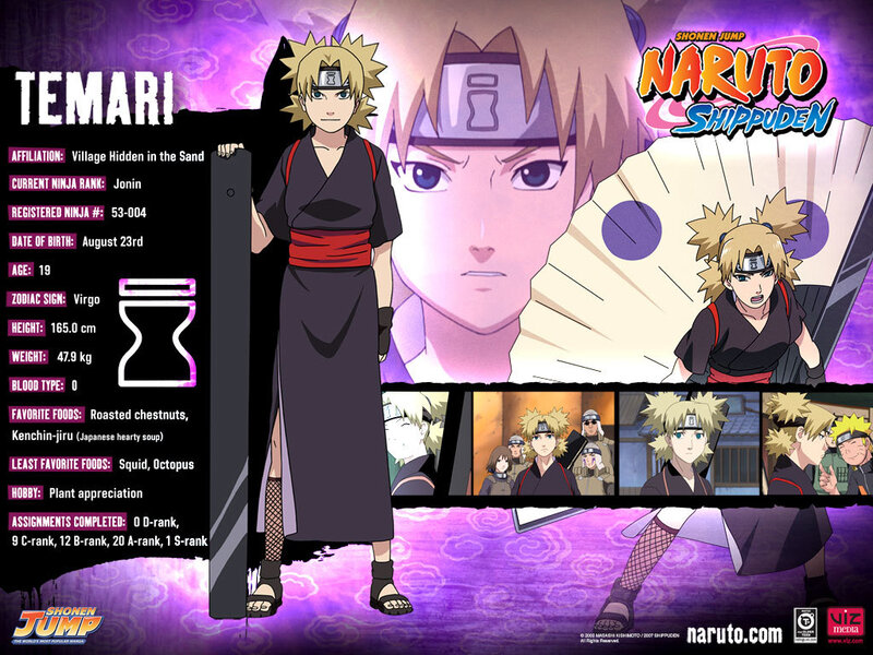 Temari Character Profile — Purple, Dramatic, Anime, Fan, Text Box