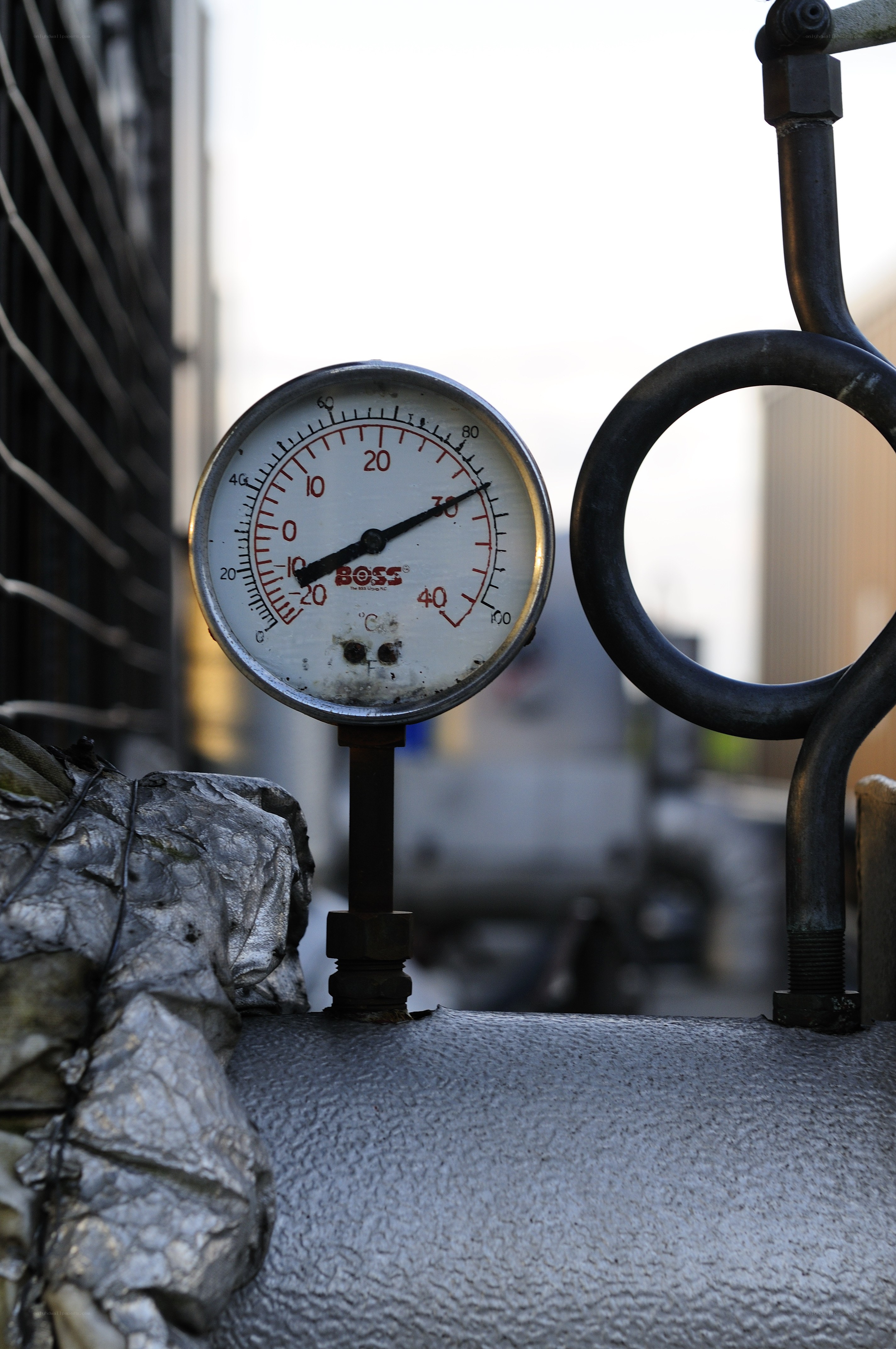 Temperature gauge on industrial equipment