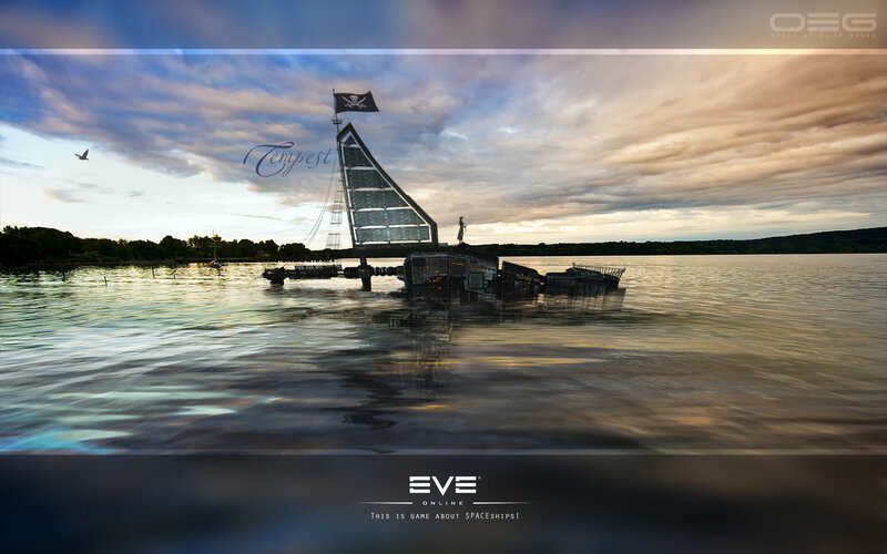 Tempest shipwreck at sunset