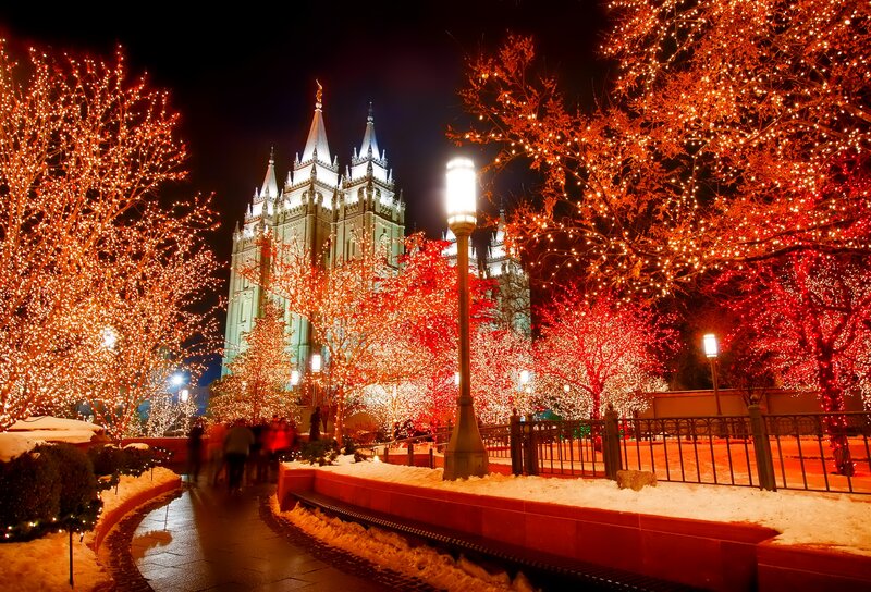 Temple at Night — Red