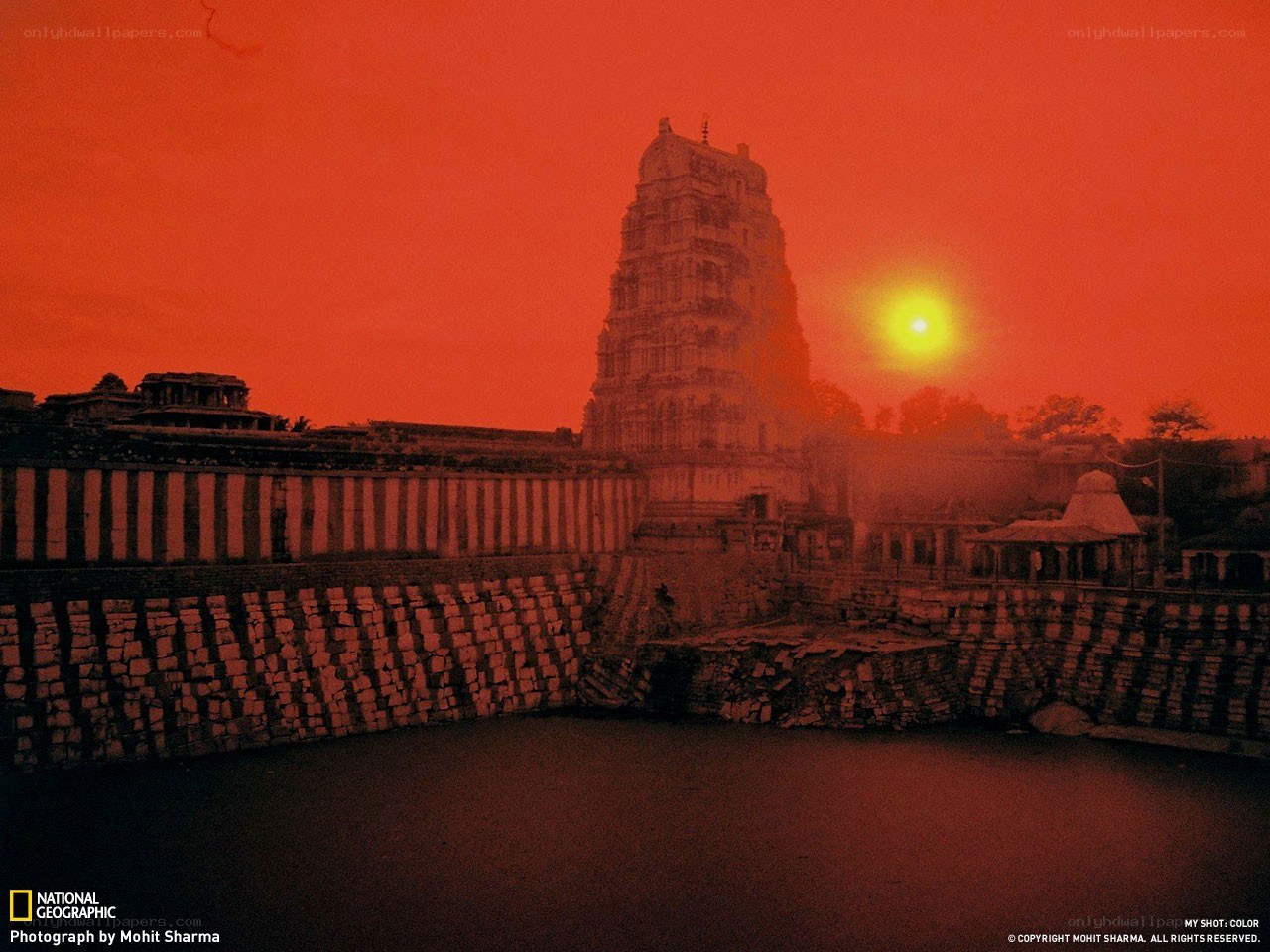 Temple at sunset in India