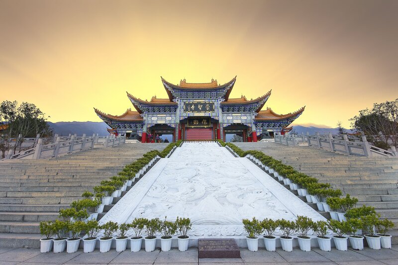 Temple at Sunset — Yellow