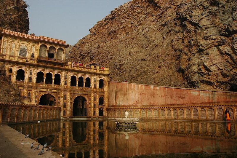 Temple by a mountain pool