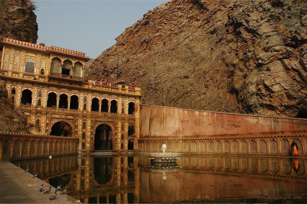 Temple by a mountain pool