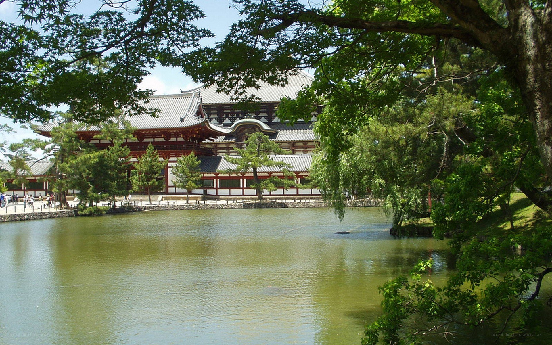 Temple by a pond in Japan