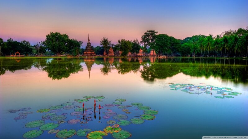 Temple by Lotus Pond — Blue