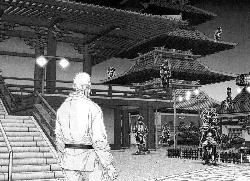 Temple courtyard at night