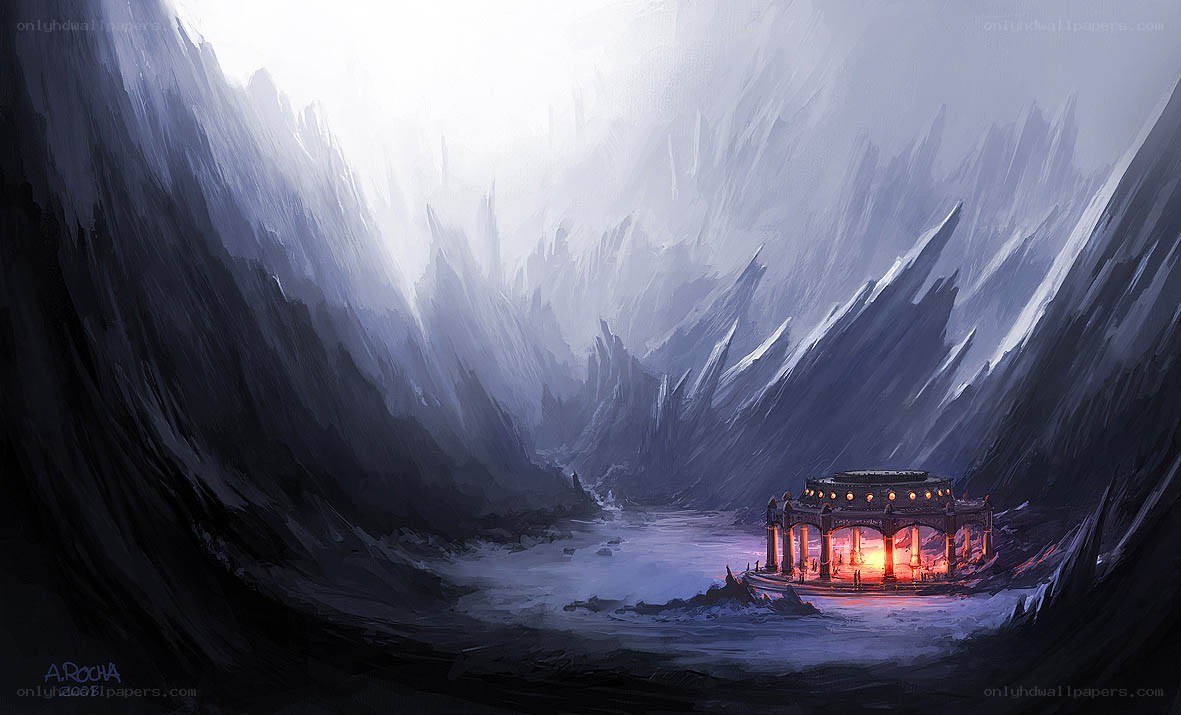 Temple in a mountain valley