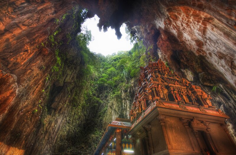 Temple in Cave — Brown, Dramatic, Afternoon
