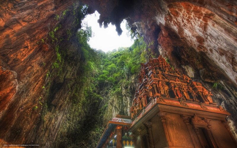 Temple in Cave — Brown, Dramatic