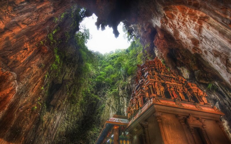 Temple in Cave Entrance — Brown