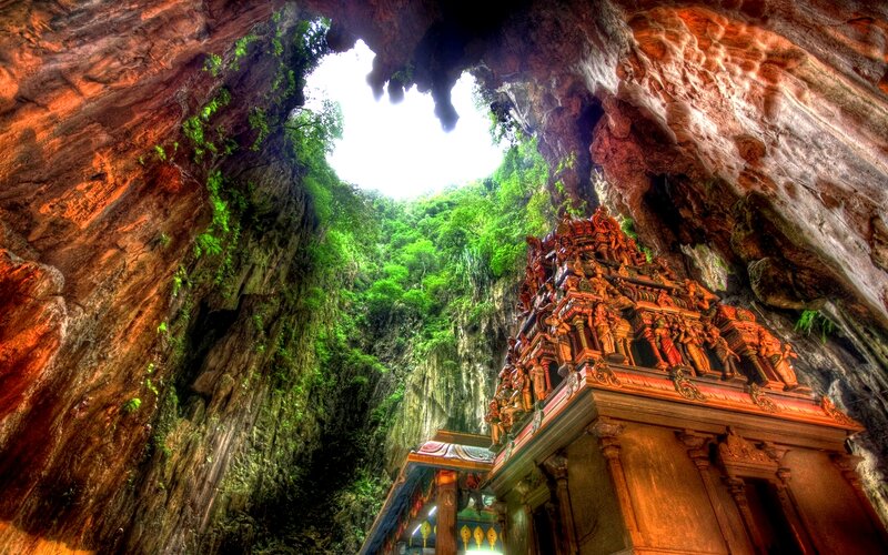 Temple in Cave Entrance