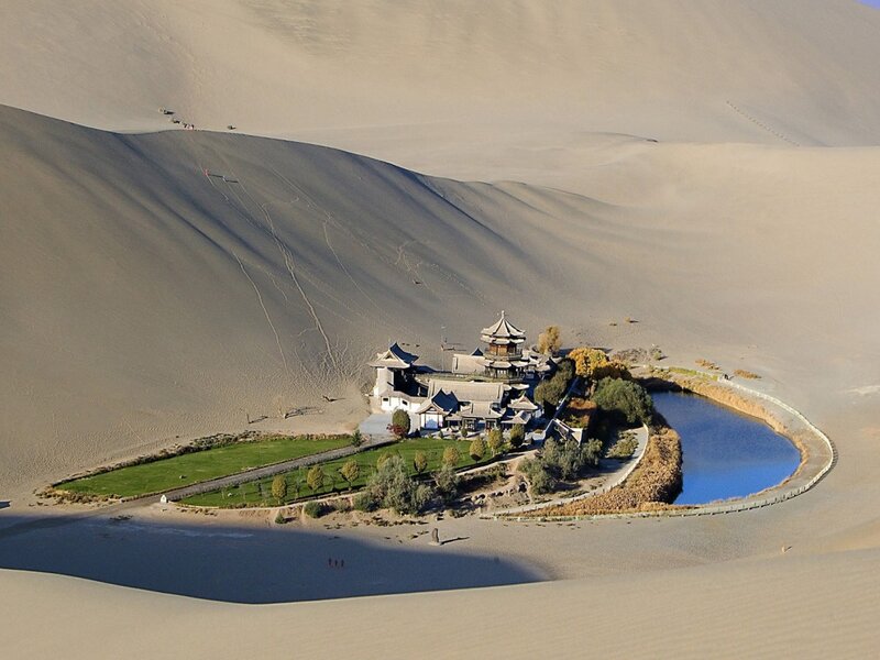 Temple in Desert Oasis — Beige, Serene, Afternoon