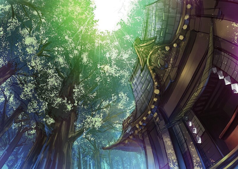 Temple in Forest — Green