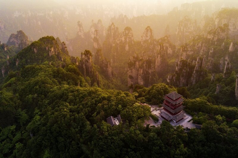 Temple in Forested Mountains
