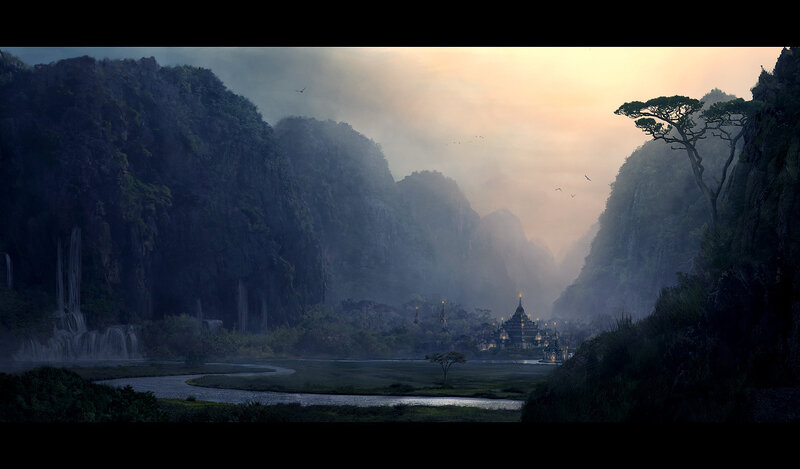 Temple in Misty Valley