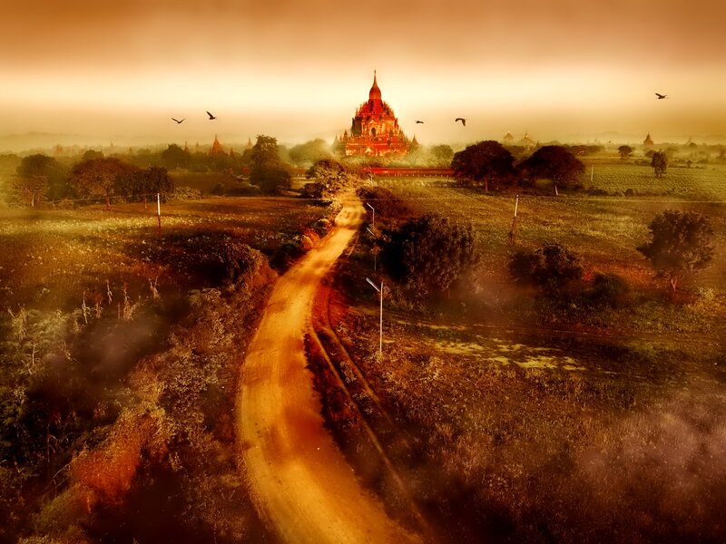 Temple in Rural Landscape