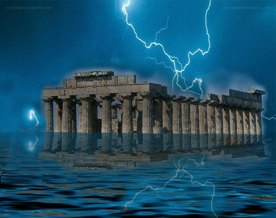 Temple in stormy sea