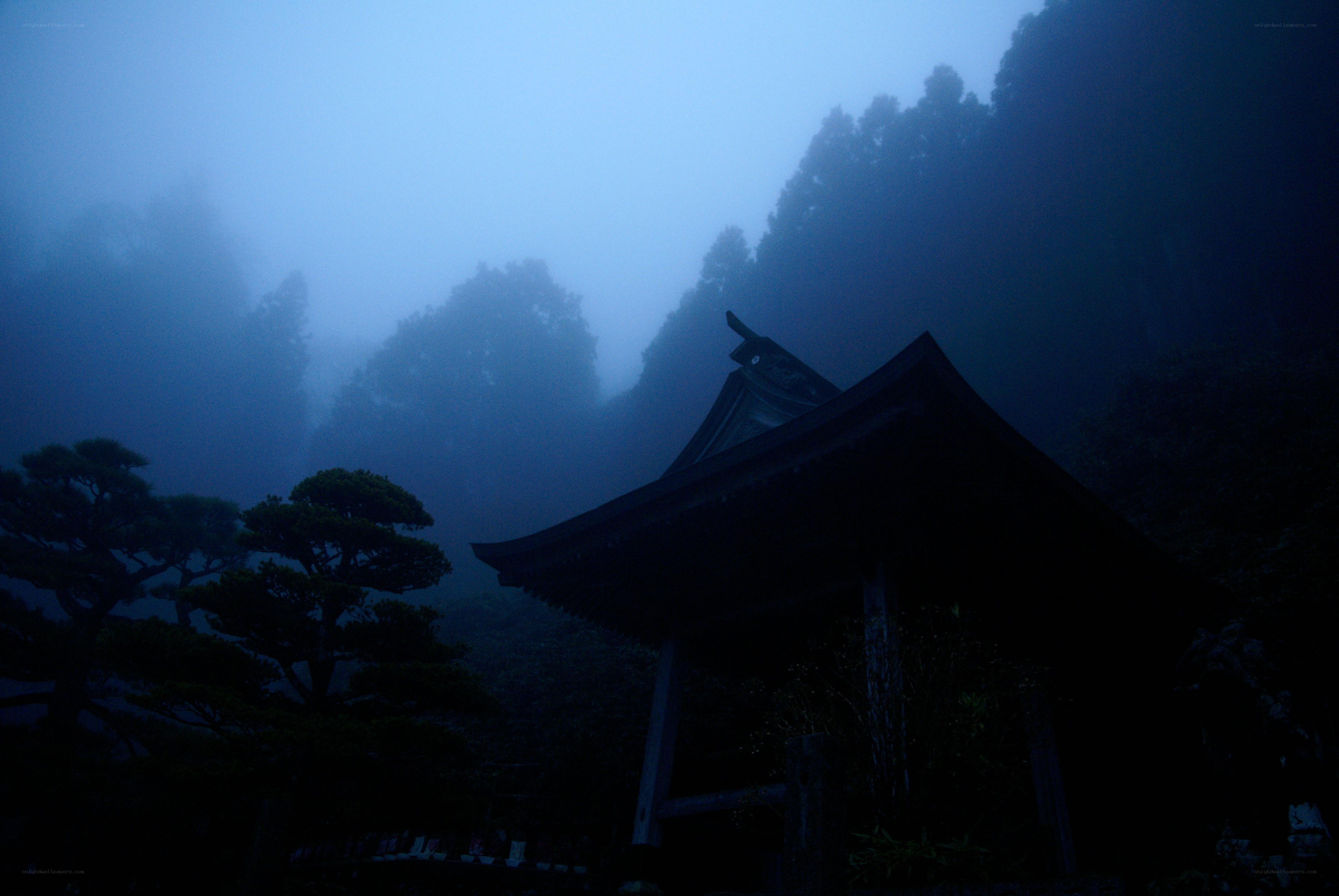 Temple in the misty mountains