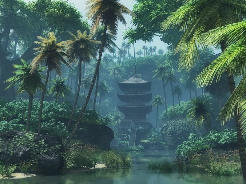 Temple in tropical jungle
