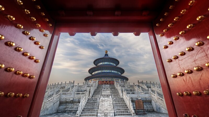 Temple of Heaven — Red, Serene, Afternoon, Photograph