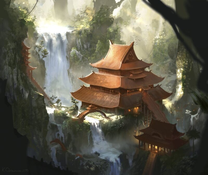 Temple on a Cliff — Brown