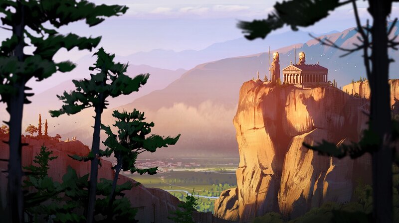 Temple on a Cliff — Orange, Serene