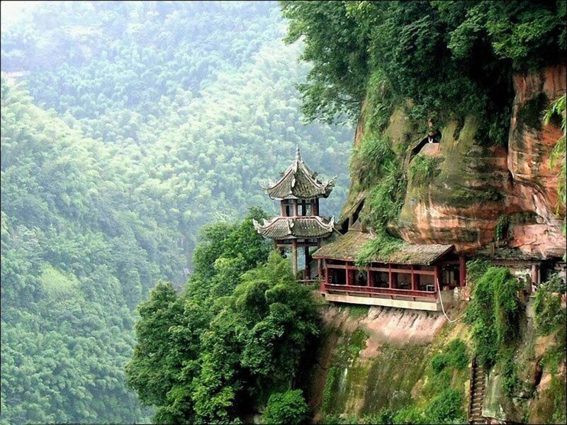 Temple on a cliffside