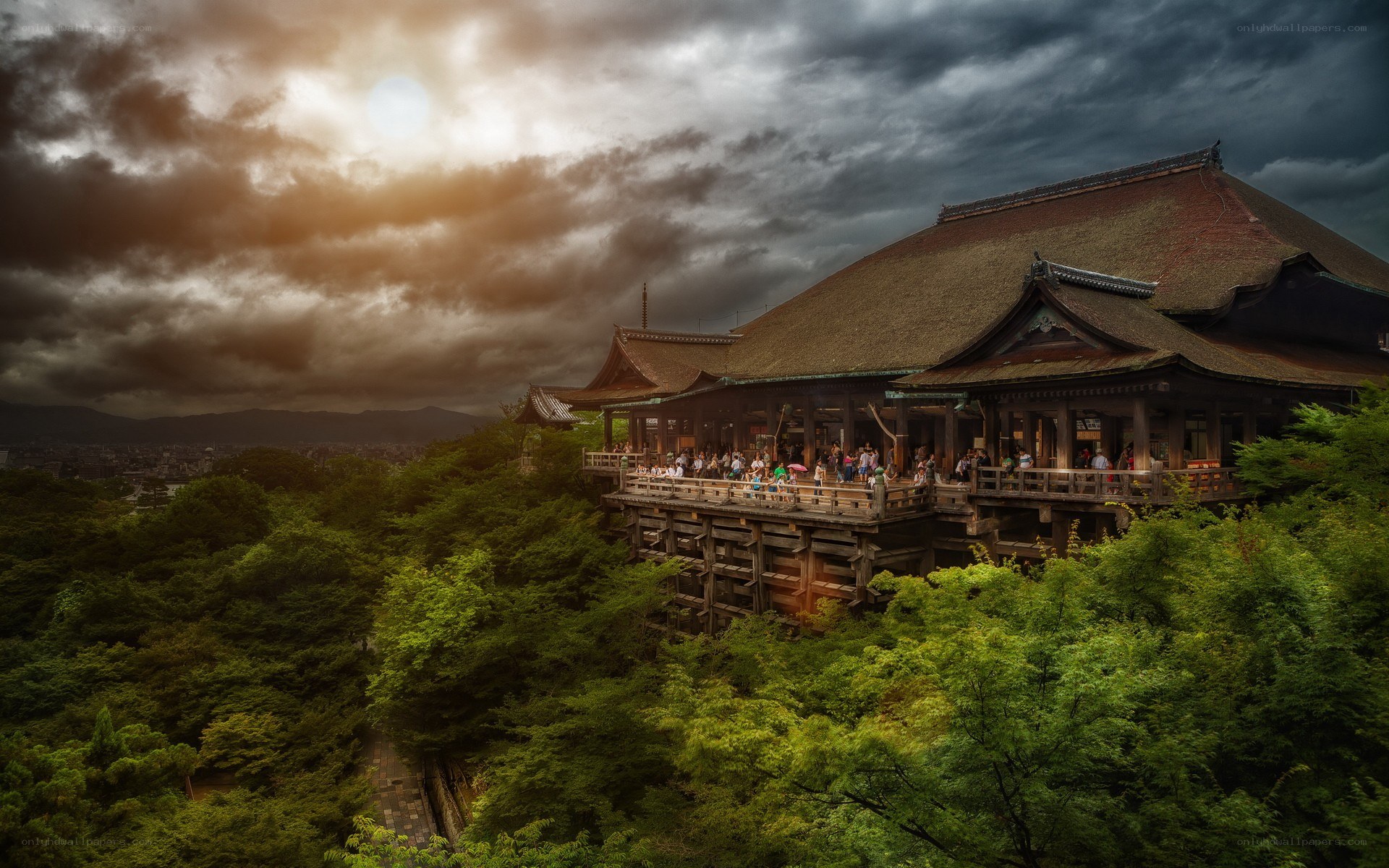 Temple on a hill at sunset