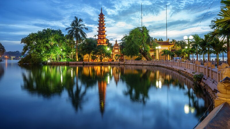 Temple on a Lake — Blue