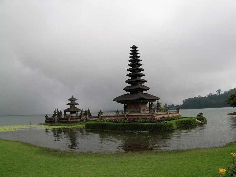 temple on a lake in bali