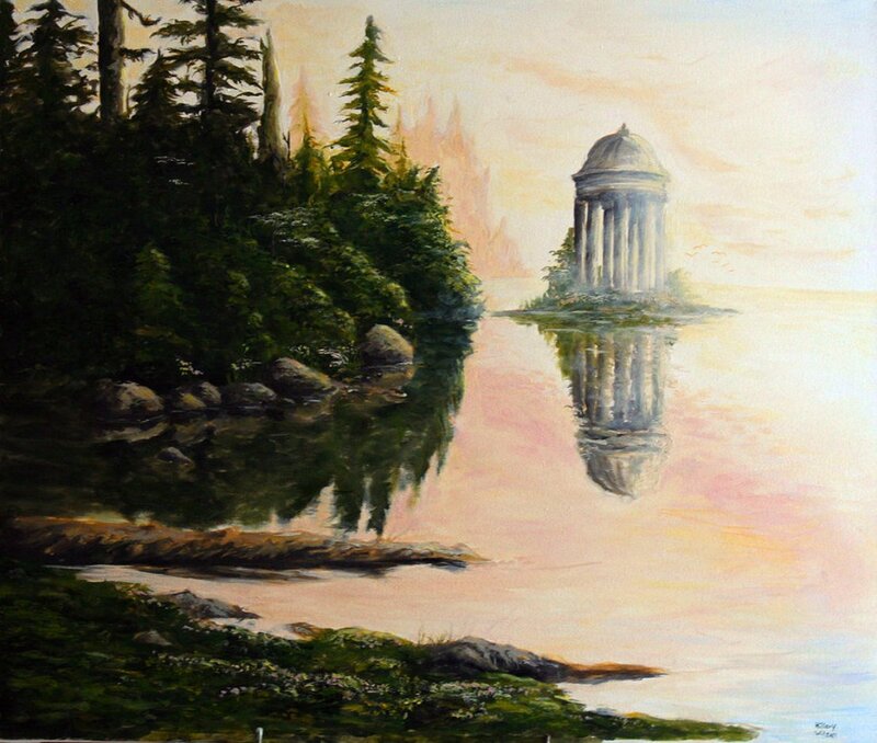 Temple on a Lake Island