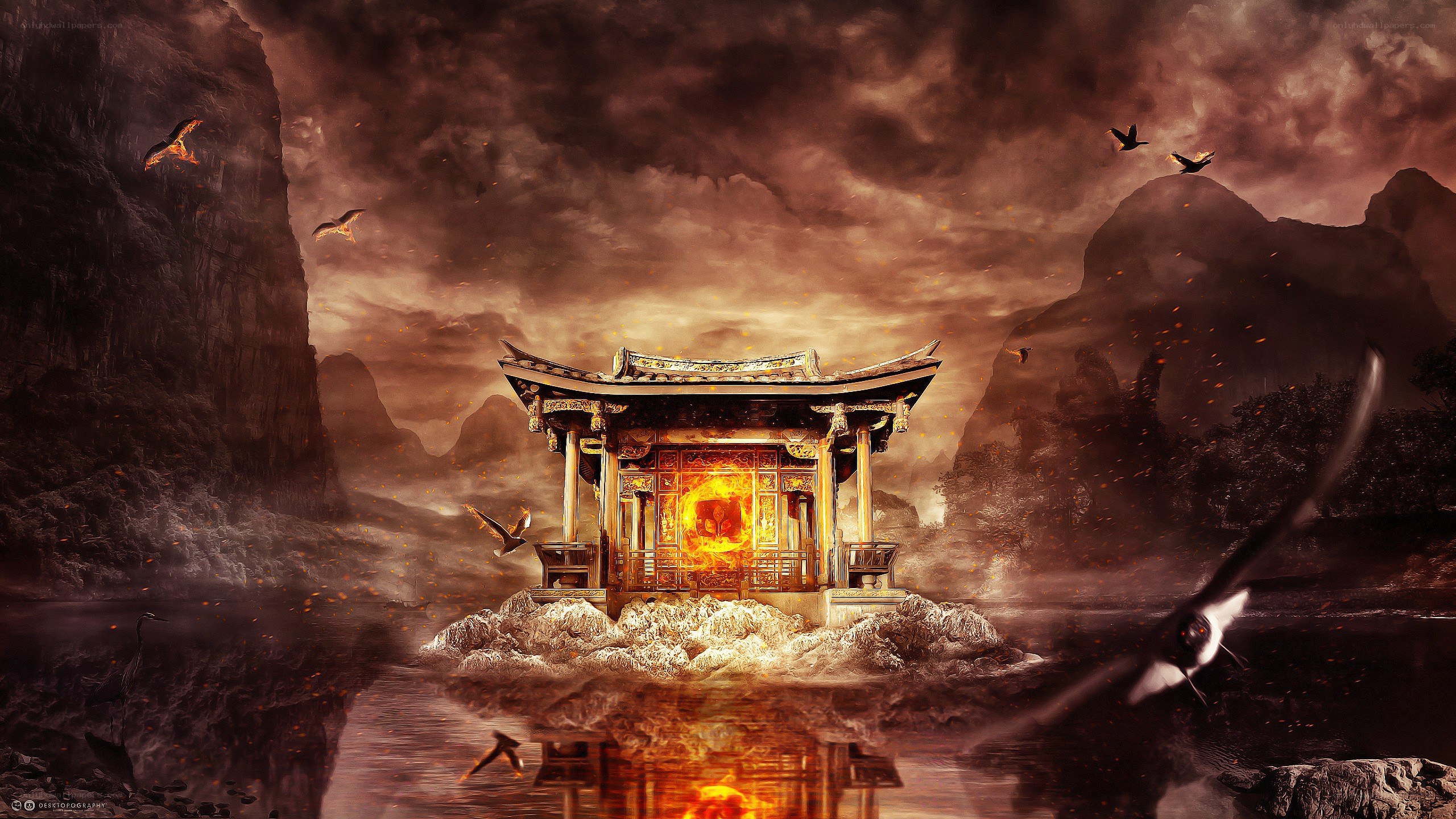 Temple on a stormy island