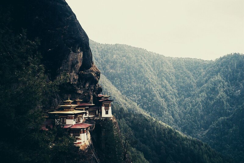 Temple on Cliffside — Green, Serene