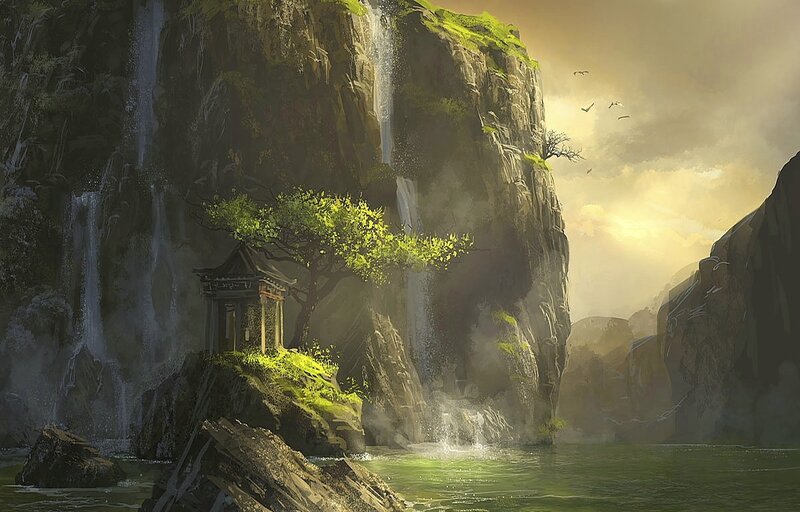 Temple on Cliffside — Green