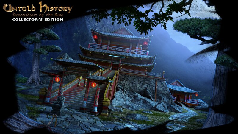 Temple on Mountain Cliff — Blue, Mysterious