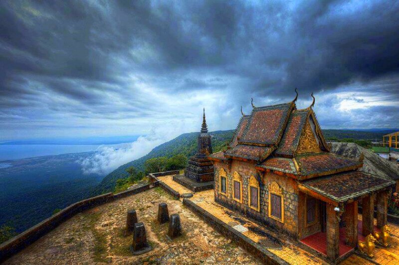 Temple on Mountain Peak — Blue