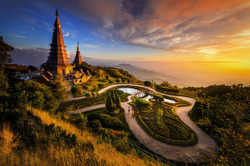 Temple on Mountain Peak — Gold