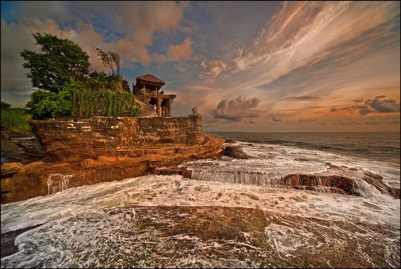 Temple on Rocky Cliff — Orange