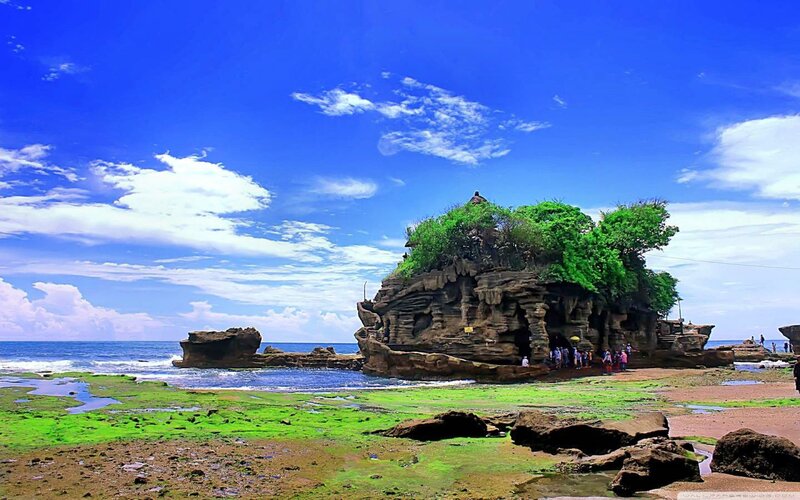 Temple on Rocky Island — Blue, Serene