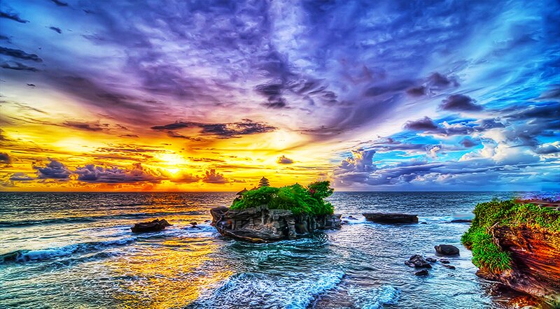 Temple on Rocky Island — Blue