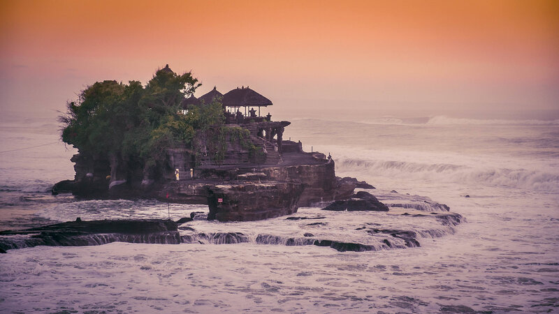 Temple on Rocky Island — Orange, Serene