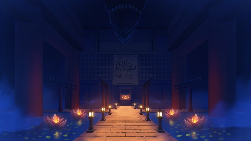 Temple Pathway at Night
