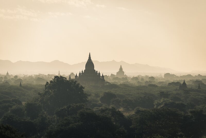 Temple Silhouette at Sunrise