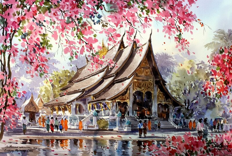 Temple under Cherry Blossoms