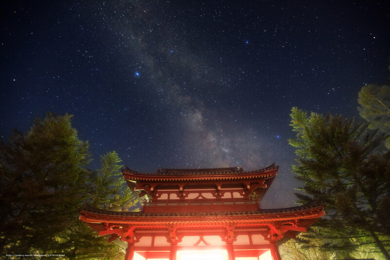 Temple under starry sky