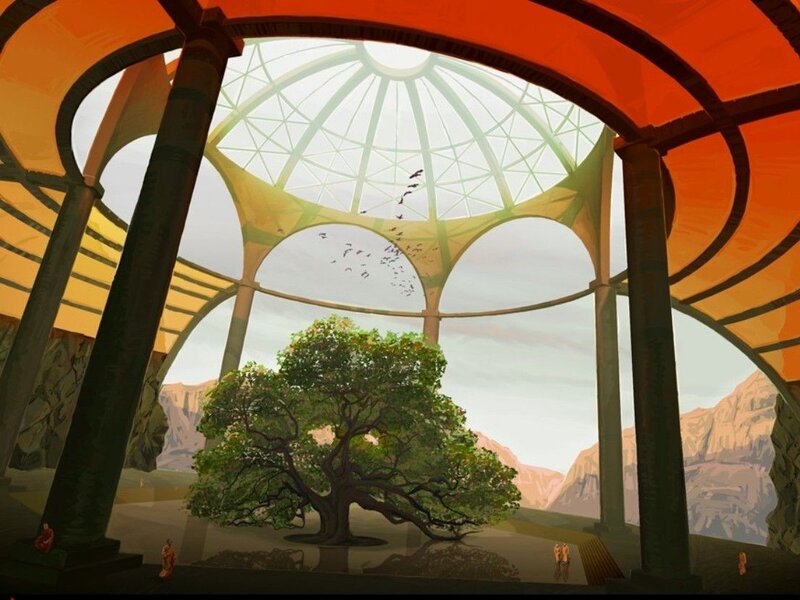 Temple with central tree