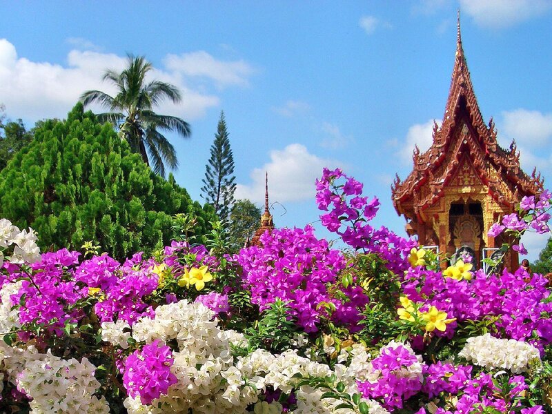 Temple with Flowers