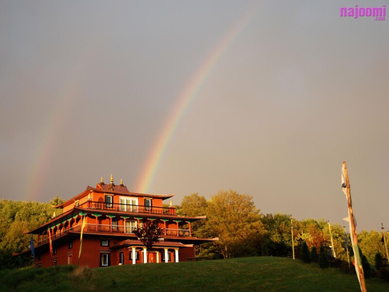 Temple with Rainbow — Red